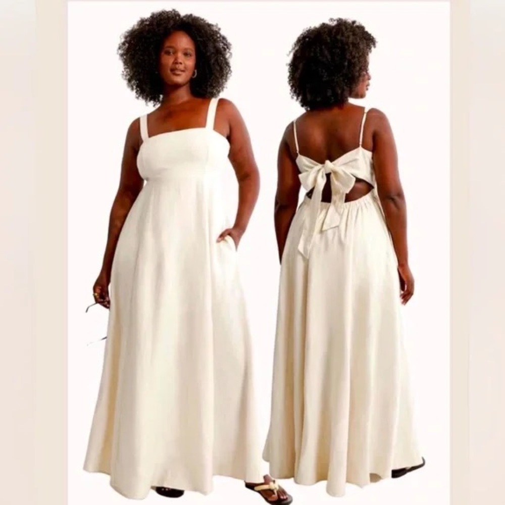 Abercrombie & Fitch Linen Bow Back Maxi